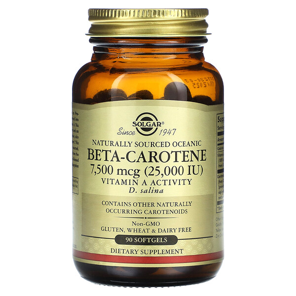 Naturally Sourced Oceanic Beta-Carotene, 7,500 mcg (25,000 IU), 90 Softgels (Мягкие капсулы) Solgar