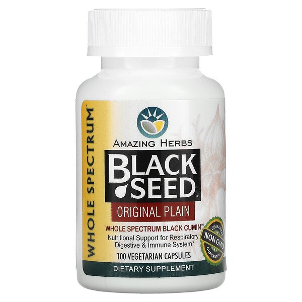 Black Seed, Original Plain, 100 вегетарианских капсул Amazing Herbs