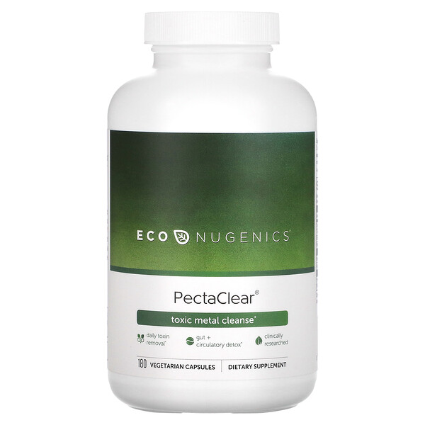 PectaClear, Средство для очистки от экологических токсинов, 180 растительных капсул Econugenics