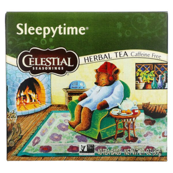 Herbal Tea, Sleepytime, без кофеина, 40 чайных пакетиков, 2,1 унции (59 г) Celestial Seasonings