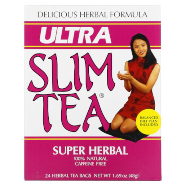 Ultra Slim Tea, Super Herbal, без кофеина, 24 пакетика травяного чая, 1,69 унции (48 г) каждый Hobe Labs