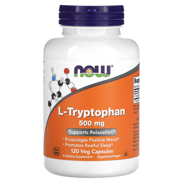 L-триптофан, 500 мг, 120 растительных капсул NOW Foods