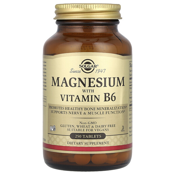 Magnesium with Vitamin B6, 250 Tablets (Таблетки) Solgar