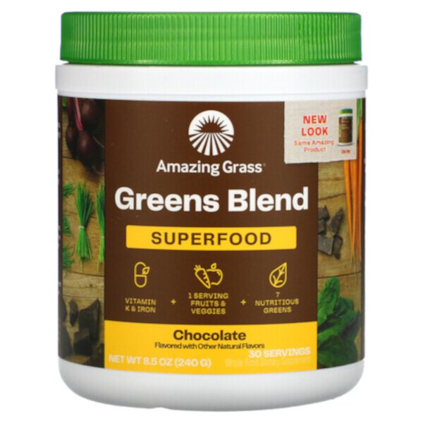 Greens Blend, Superfood, шоколад, 8,5 унций (240 г) Amazing Grass