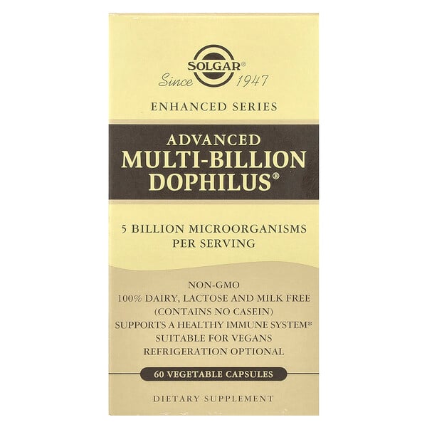 Advanced Multi-Billion Dophilus® 60 растительных капсул, 5 миллиардов микроорганизмов на порцию Solgar