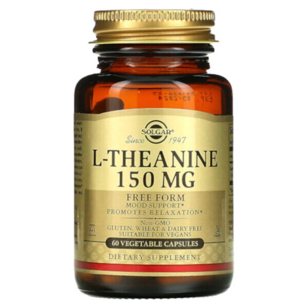 L-теанин, в свободной форме, 150 мг, 60 растительных капсул Solgar