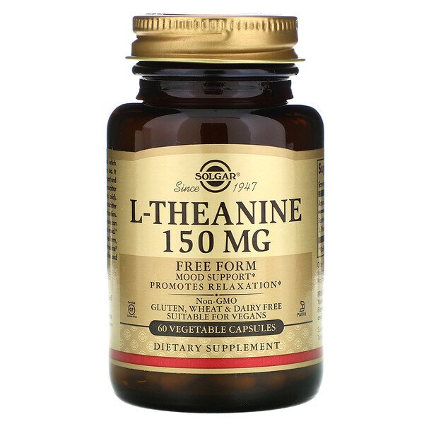 L-теанин, в свободной форме, 150 мг, 60 растительных капсул Solgar