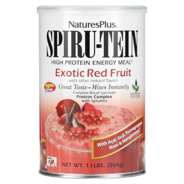 Spiru-Tein, Энергетическая еда с высоким содержанием белка, экзотические красные фрукты, 1,1 фунта (504 г) NaturesPlus