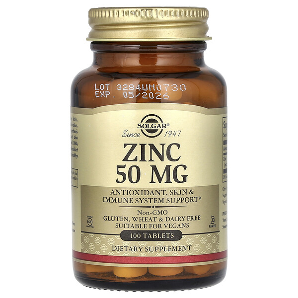 Zinc, 50 mg, 100 Tablets (Таблетки) Solgar