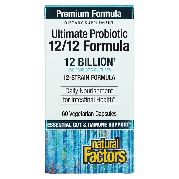 Ultimate Probiotic, Формула 12/12, 12 миллиардов, 60 вегетарианских капсул Natural Factors