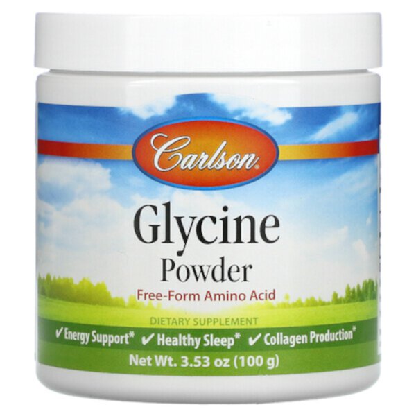 Глицин, порошок аминокислот, 3,53 унции (100 г) Carlson