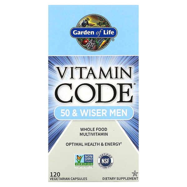 Vitamin Code, 50 & Wiser Men, мультивитамины из цельных продуктов, 120 вегетарианских капсул Garden of Life