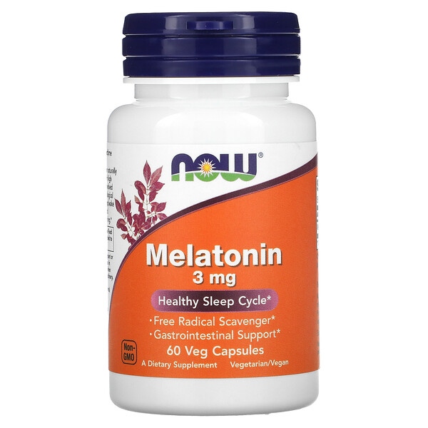 Мелатонин, 3 мг, 60 растительных капсул NOW Foods