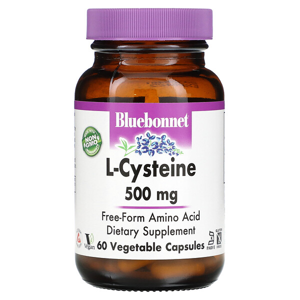 L-Цистеин - 500 мг - 60 растительных капсул - Bluebonnet Nutrition Bluebonnet Nutrition