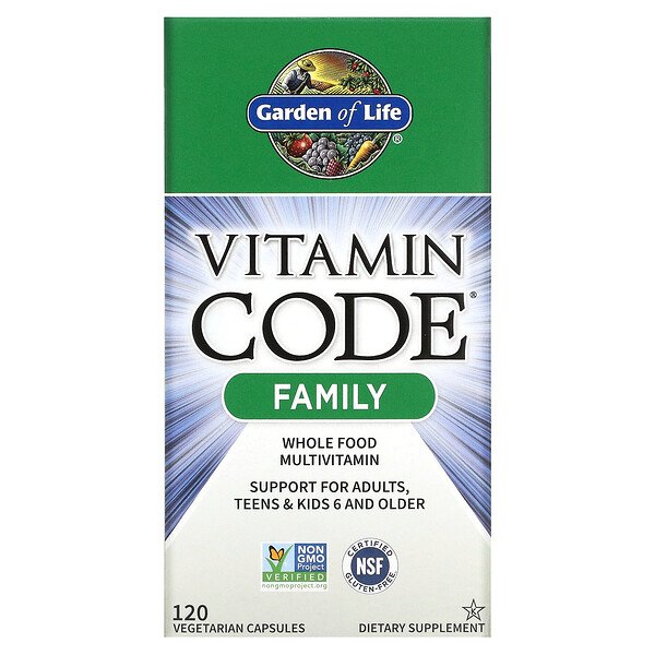 Vitamin Code, Family, мультивитамины RAW из цельных продуктов, 120 вегетарианских капсул Garden of Life
