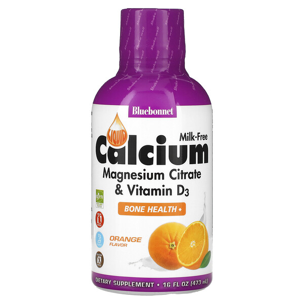 Кальций Магний Цитрат с Витамином D3, Апельсин - 473 мл - Bluebonnet Nutrition Bluebonnet Nutrition