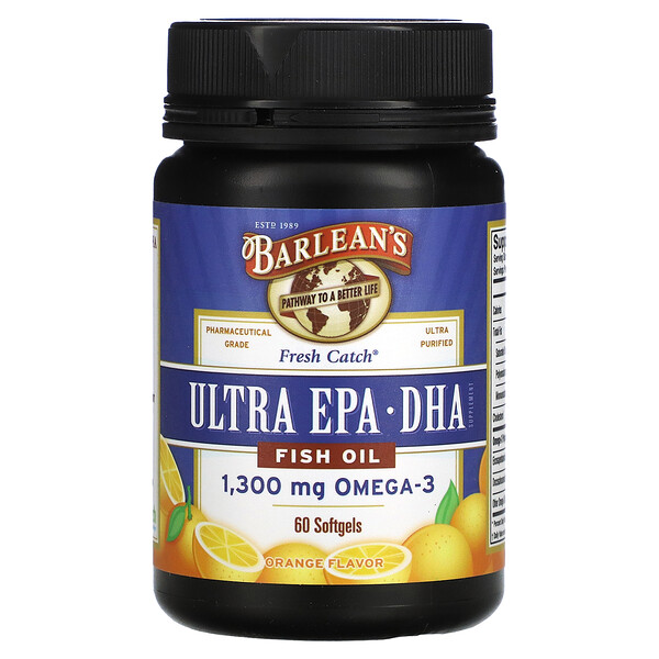 Fresh Catch Fish Oil, Omega-3, Ultra EPA/DHA, апельсиновый вкус, 60 мягких капсул Barlean's