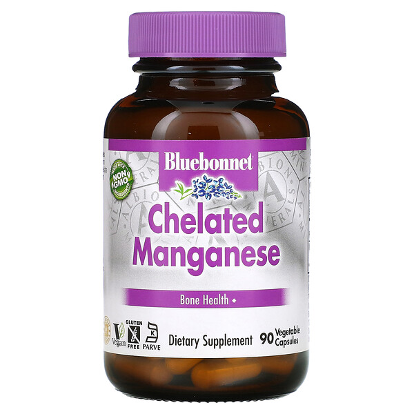 Хелатированный Марганец - 10 мг - 90 растительных капсул - Bluebonnet Nutrition Bluebonnet Nutrition