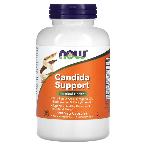 Поддержка Candida, 180 растительных капсул NOW Foods