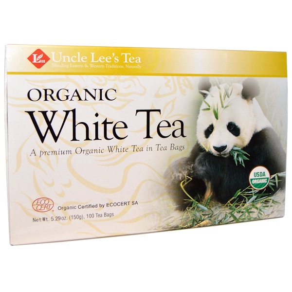 Органический белый чай, 100 чайных пакетиков, 5,29 унции (150 г) Uncle Lee's Tea