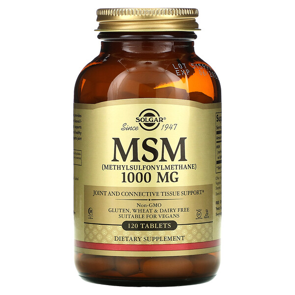 МСМ (метилсульфонилметан), 1000 мг, 120 таблеток Solgar