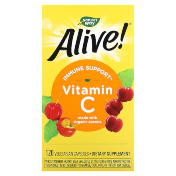 Alive!, Фруктовый источник витамина С, 120 вегетарианских капсул Nature's Way
