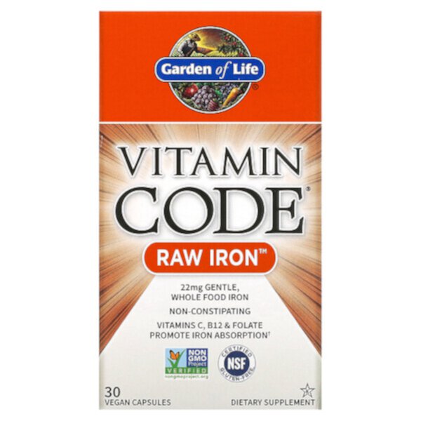 Vitamin Code, RAW Iron, 30 Vegan Capsules (Веганские капсулы) Garden of Life