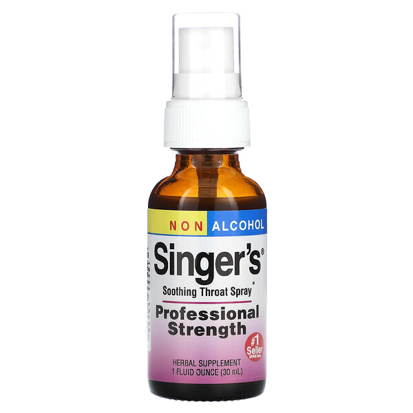 Singer's, Успокаивающий спрей для горла, без спирта, 1 жидкая унция (30 мл) Herbs Etc.