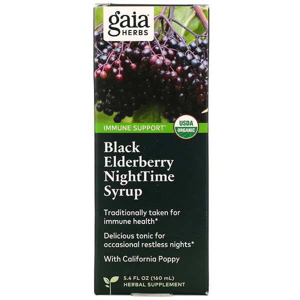 Ночной сироп из черной бузины, 160 мл (5,4 жидк. унции) Gaia Herbs