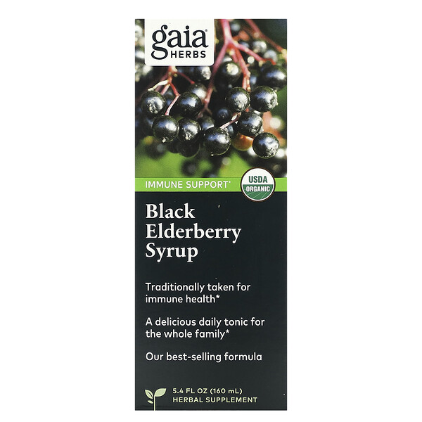 Сироп из черной бузины, 5,4 жидких унций (160 мл) Gaia Herbs