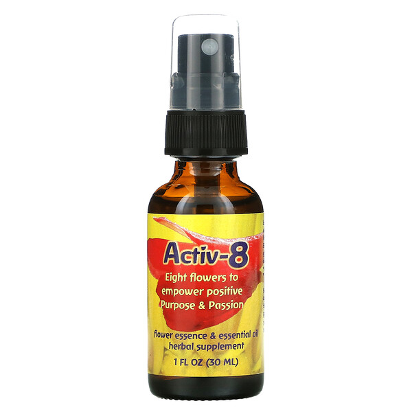 Activ-8, Цветочная эссенция и эфирное масло, 1 жидкая унция (30 мл) Flower Essence