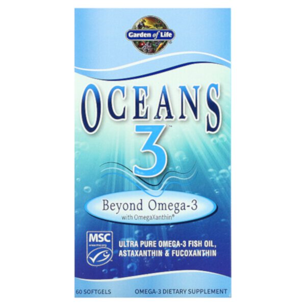 Oceans 3, Beyond Omega-3 с OmegaXanthin - 60 капсул - Garden of Life Garden of Life