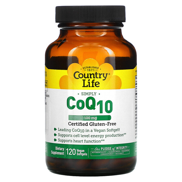 CoQ10, 100 мг, 120 веганских мягких таблеток Country Life