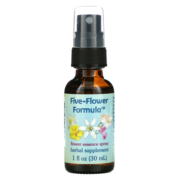 Five-Flower Formula, спрей с цветочной эссенцией, 1 жидкая унция (30 мл) Flower Essence Services