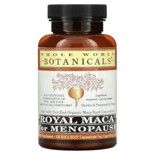 Royal Maca для менопаузы - 600 мг - 120 растительных капсул - Whole World Botanicals Whole World Botanicals