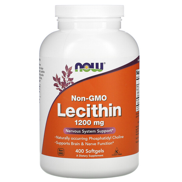 Лецитин без ГМО, 1200 мг, 400 мягких таблеток NOW Foods