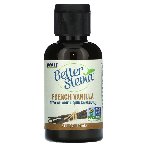 Better Stevia, Жидкий подсластитель с нулевой калорийностью, французская ваниль, 2 жидких унции (59 мл) NOW Foods