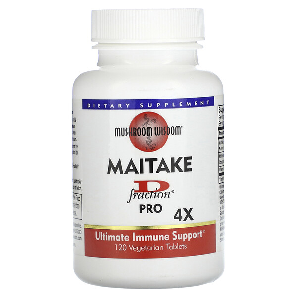 Maitake D-Fraction Pro 4X, 120 Vegetarian Tablets (Вегетарианские таблетки) Mushroom Wisdom