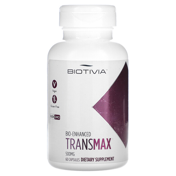 Transmax, 98% транс-ресвератрол, 500 мг, 60 капсул Biotivia