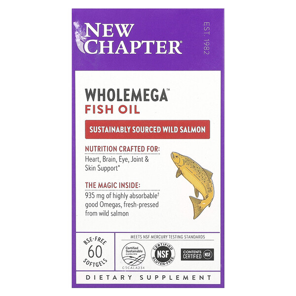 Wholemega Fish Oil, 60 Softgels (Мягкие капсулы) New Chapter