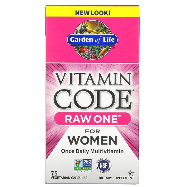 Vitamin Code, RAW One, поливитамины для женщин, принимаемые один раз в день, 75 вегетарианских капсул Garden of Life