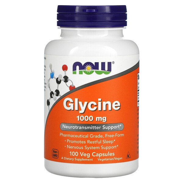 Глицин, 1000 мг, 100 растительных капсул NOW Foods