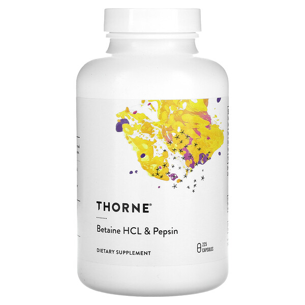 Бетаин гидрохлорид и пепсин, 225 капсул Thorne