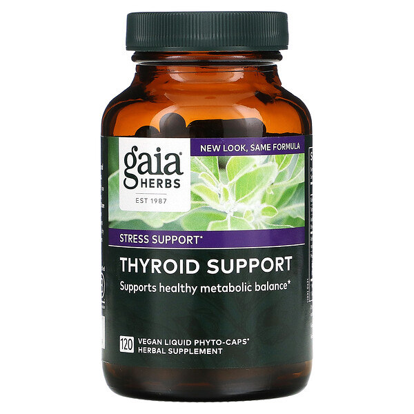 Поддержка щитовидной железы, 120 веганских жидких фито-капсул Gaia Herbs
