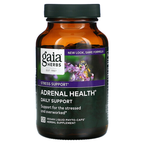 Adrenal Health, Daily Support, 120 веганских жидких фито-капсул Gaia Herbs
