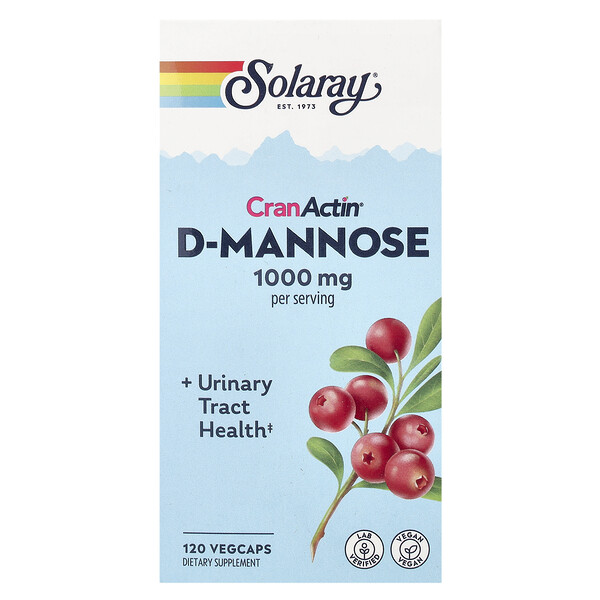 CranActin® D-Mannose, 1,000 mg, 120 VegCaps (500 mg per VegCap) Solaray