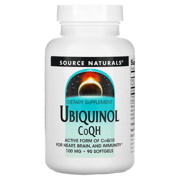 Убихинол CoQH, 100 мг, 90 мягких таблеток Source Naturals