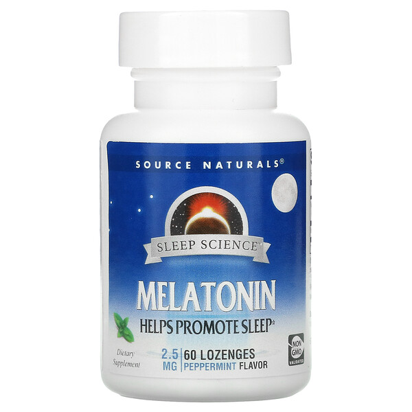 Sleep Science, Мелатонин, мята перечная, 2,5 мг, 60 пастилок Source Naturals