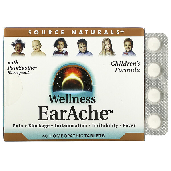 Wellness, EarAche, 48 гомеопатических таблеток Source Naturals