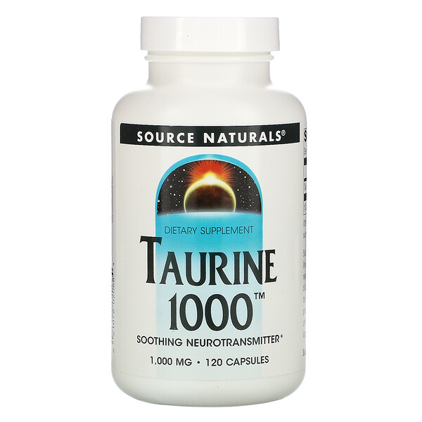 Таурин 1000, 1000 мг, 120 капсул Source Naturals